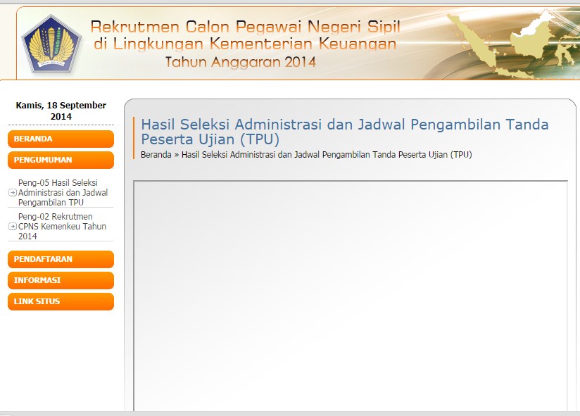 Hasil Seleksi Berkas CPNS