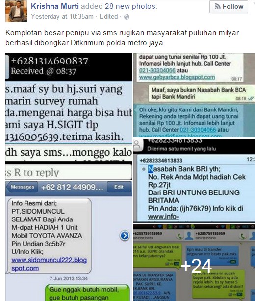 sindikat penipuan sms tertangkap polisi