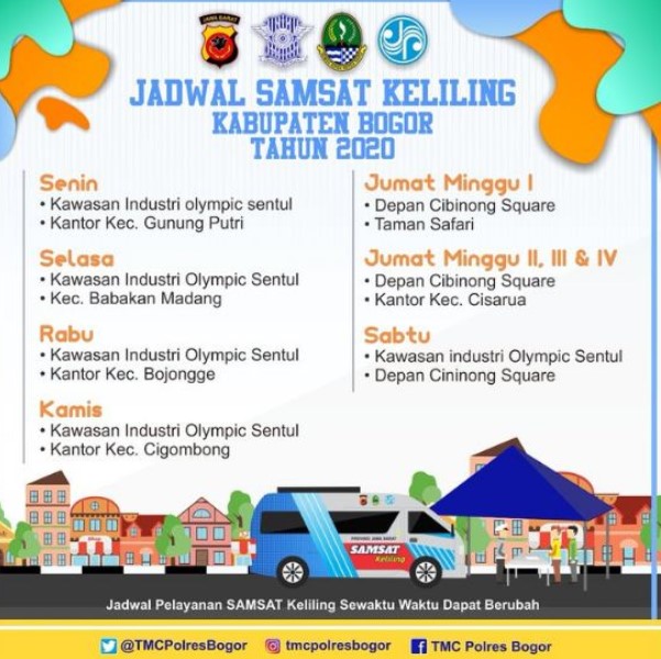 Jadwal Samsat Keliling Kabupaten Bogor