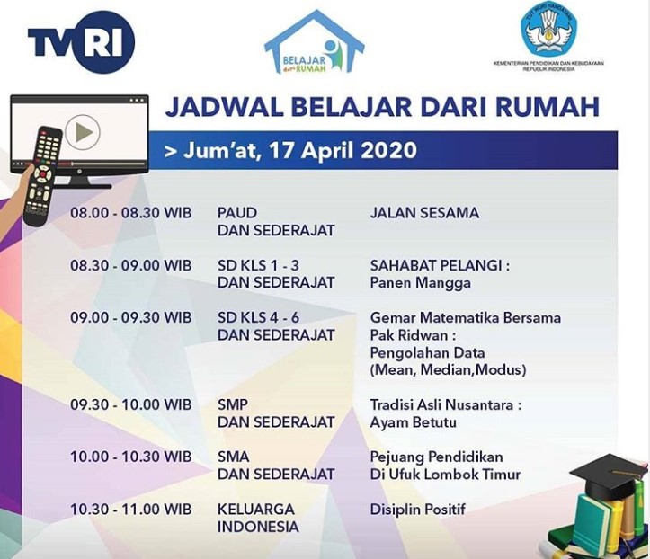 Jadwal Belajar Dari Rumah TVRI