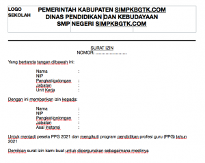 Surat Izin PPG