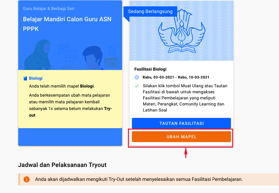 Ubah Mapel Sim Guru Belajar